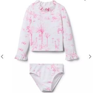 NWT Janie and Jack Animal Toile Rash Guard Swimsuit
